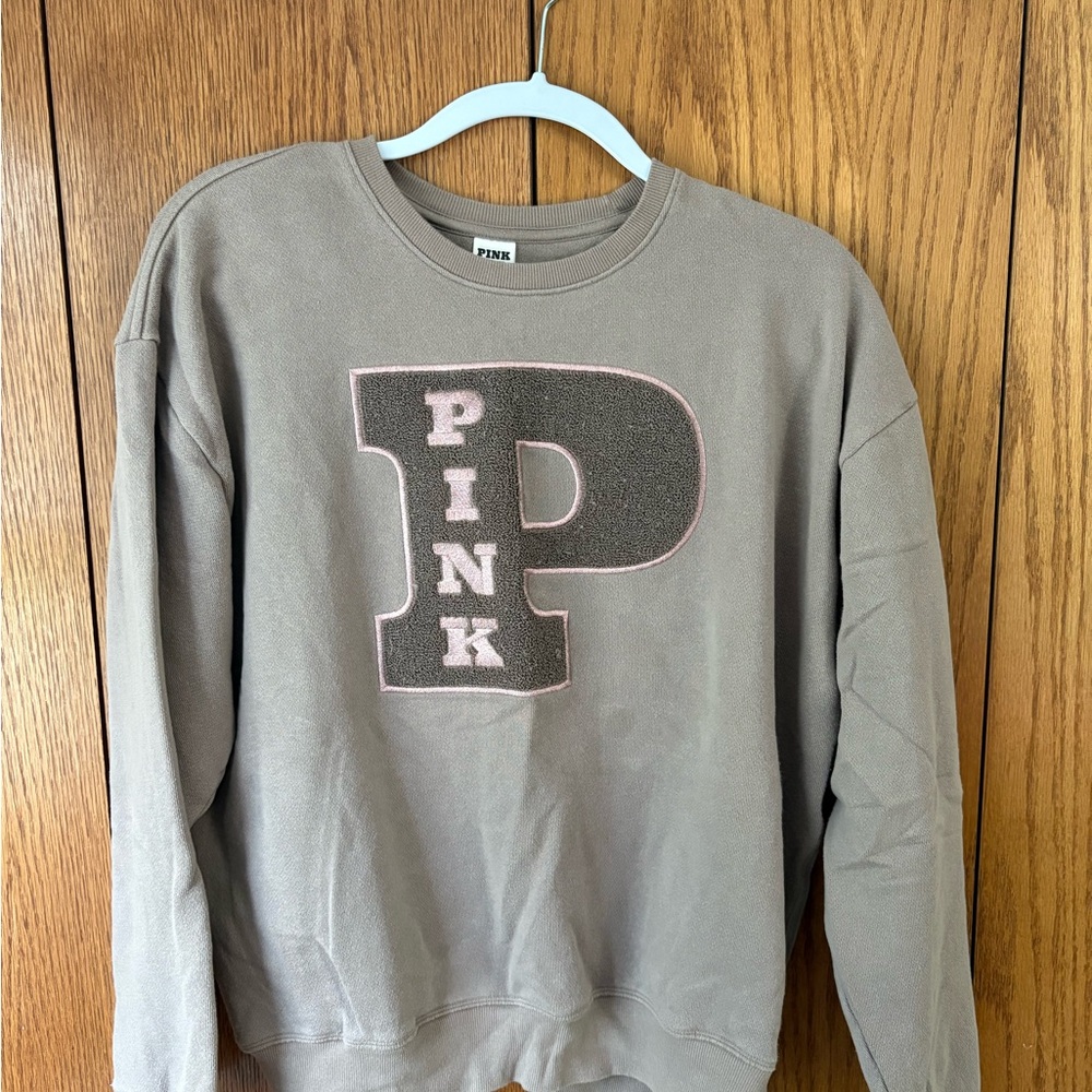 Pink Logo Light Brown Sweatshirt